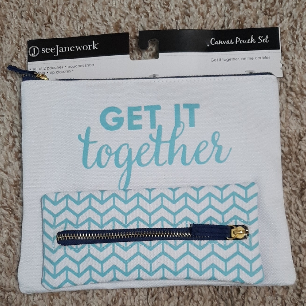 See Jane Work Canvas Pouch Set with Motivational Print